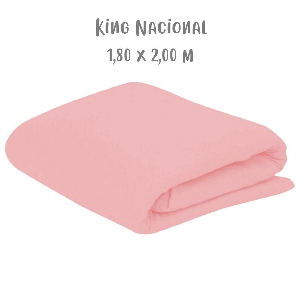 Lençol de Elástico Avulso King Nacional 1,80 x 2,00m Rosa Arrumadinho Enxovais